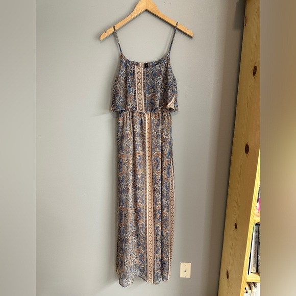 Ing Paisley Tribal Pattern Open Back Maxi Dress Womens Size Medium - Picture 2 of 7